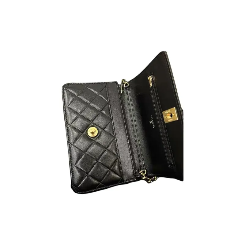 CHANEL WOC Sheepskin Crossbody Bags Women's Black-3