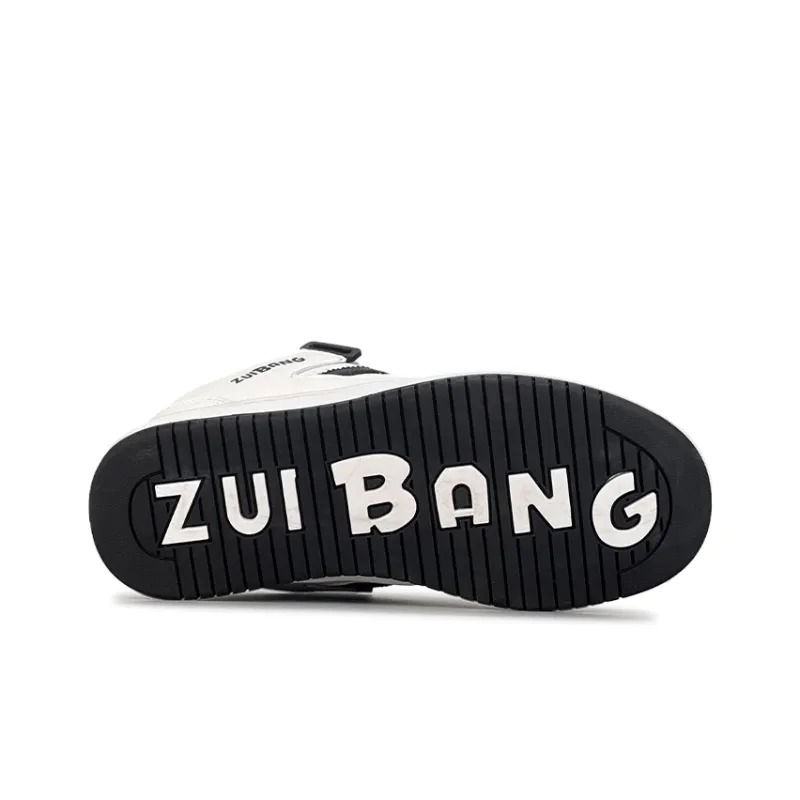 ZUIBANG Puffy Shoes Anti Slip Wear Resistant Low Top Skateboard Shoes Unisex White Black-5