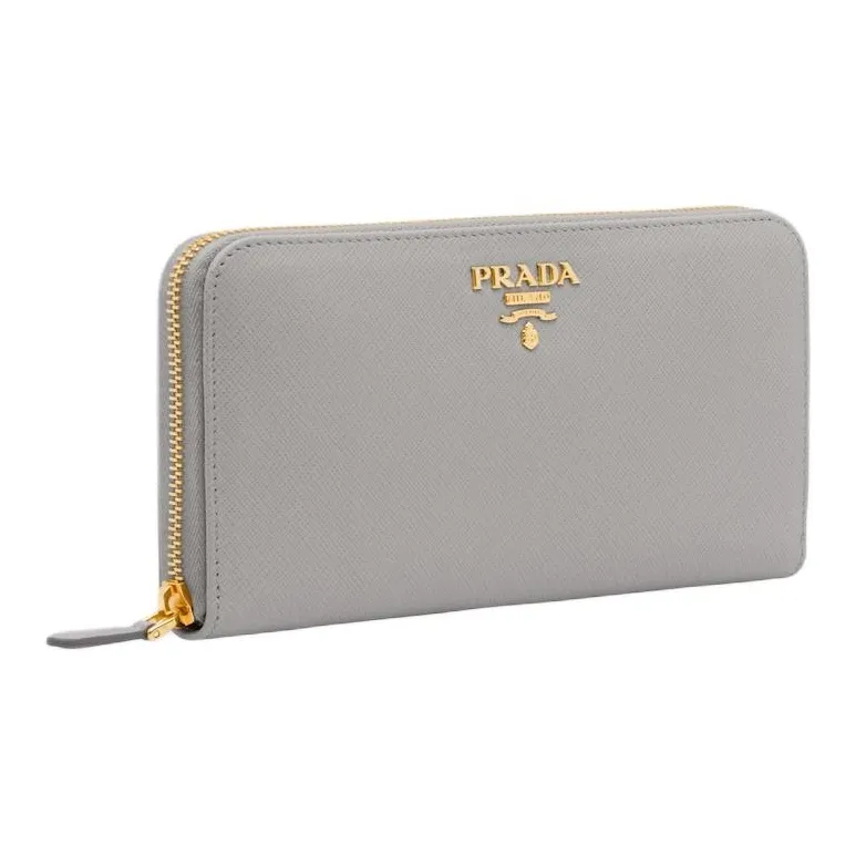 PRADA Leather Wallet Large Size Women's Cloud Gray-1
