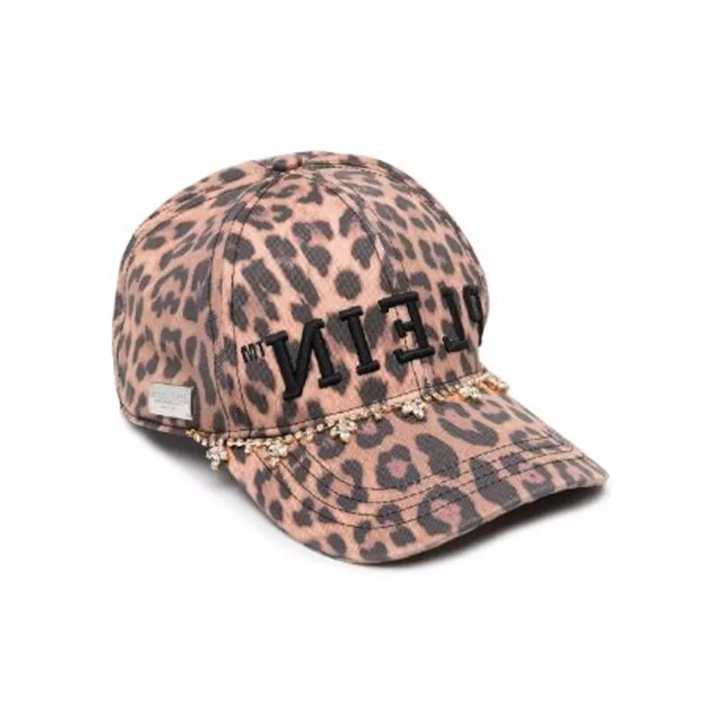 PHILIPP PLEIN Cotton Crystal Baseball Caps Women's Brown-1