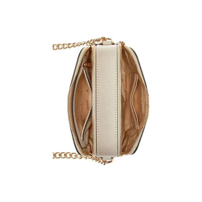 GUESS Imitation Cross Grain Leather Crossbody Camera Bag Women's Silver-2