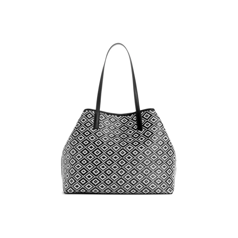 GUESS Artificial Leather Tote Bag Shopping Bag Shoulder Bag Handbag Women's Black-4