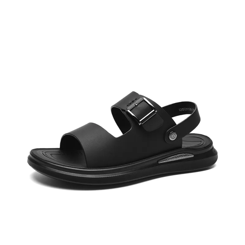AOKANG 2-in-1 Plain Dad Sandals Beach Sandals Men's Black-1