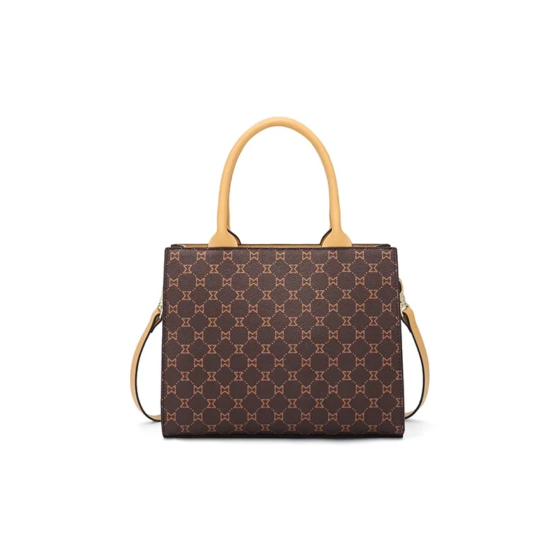 MashaLanti PVC And Synthetic Leather Handbag Crossbody Bag Shoulder Bag Women's Dark Brown & Apricot-4
