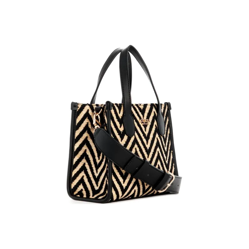 GUESS Artificial Leather Tote Bag Shopping Bag Shoulder Bag Handbag Mini Women's Black-1