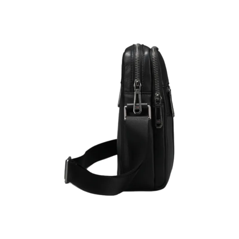 NOMK Top Grain Cow Leather Fanny Pack Small Crossbody Bag Shoulder Bag Crossbody Bag Regular Men's Black-2