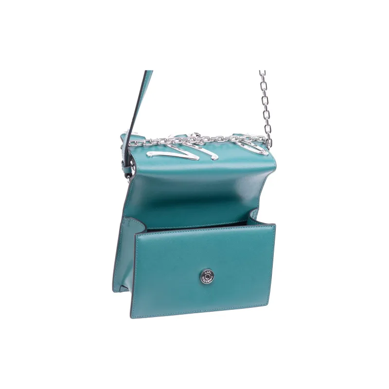 KARL LAGERFELD Cow Leather Crossbody Bag, Shoulder Bag Trumpets Women's Blue Green-3
