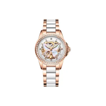 GUANQIN GJ16129.GD Mechanical Movement Stainless Steel Watchband Watch Women's Watch White Dial