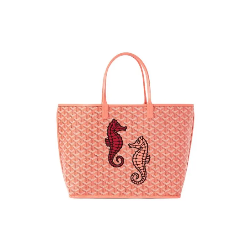 GOYARD Anjou Canvas With Leather Canvas Bag Tote Bag Shopping Bag Shoulder Bag Handbag Small Size Women's Orange Pink-1
