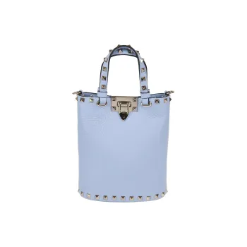 Valentino Rockstud Grained Calfskin Bucket Bags Shoulder Bag Crossbody Bag Handbag Mini Women's Blue