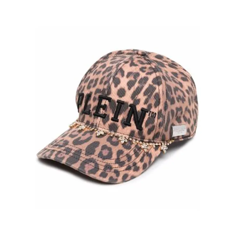 PHILIPP PLEIN Cotton Crystal Baseball Caps Women's Brown-0