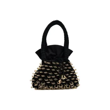 ZARA Cotton Bucket Bags Handbags Mini Women's Black