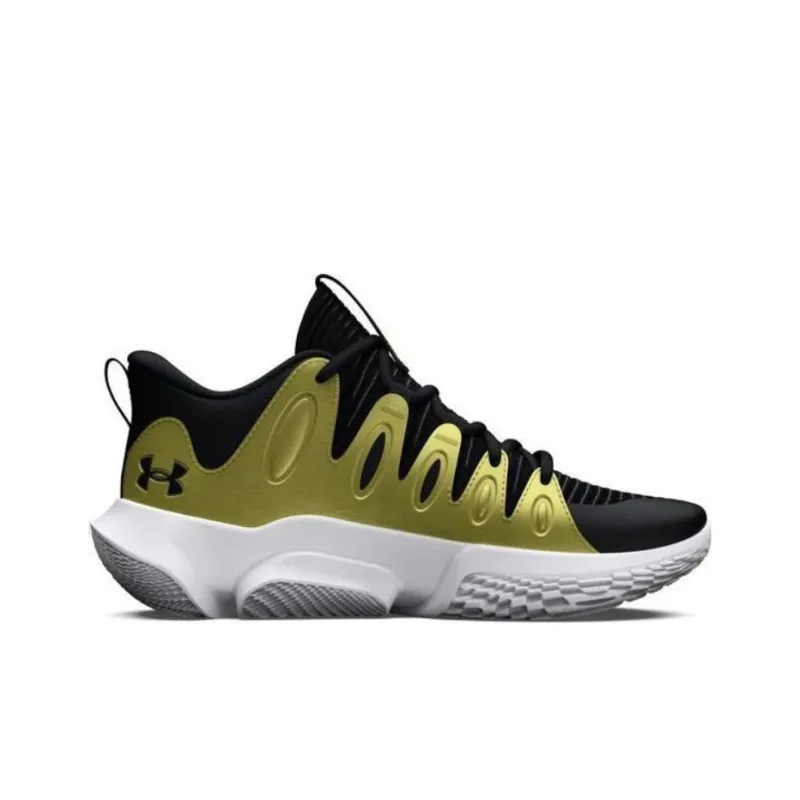 Under Armour Flow Breakthru 4 Cushioning Anti-Slip And Wear-Resistant Mid-Top Basketball Shoes Women's Black Gold-1