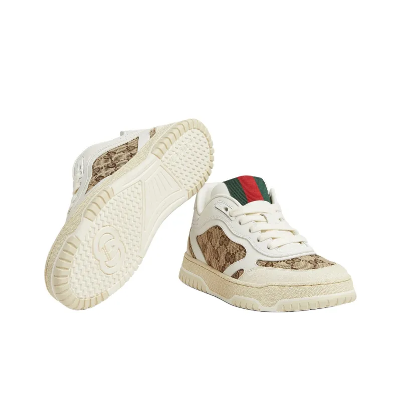 GUCCI Women's Re Web Sneaker 'GG Canvas White Beige' Women's-5