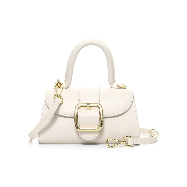 ELLE Leather Handbag, Crossbody Bag Small Size Women's Brown/White/Pink-0
