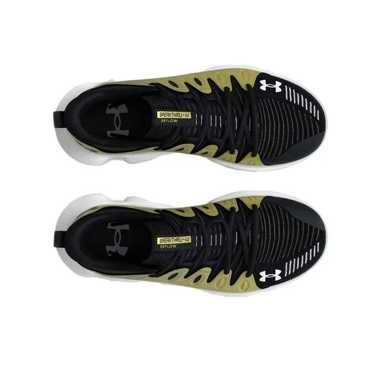 Under Armour Flow Breakthru 4 Cushioning Anti-Slip And Wear-Resistant Mid-Top Basketball Shoes Women's Black Gold-3