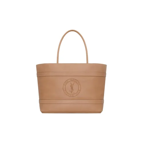 SAINT LAURENT Rive Gauche Lambskin Tote Bag Shopping Bag Handbag Men's Vintage Brown Gold