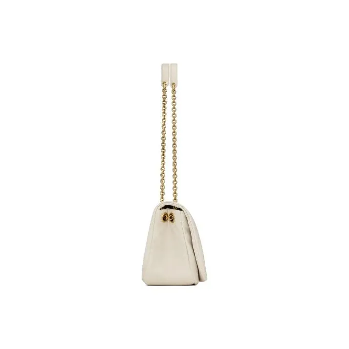 SAINT LAURENT Lambskin Shoulder Bag, Crossbody Bag, Handbag Trumpets Women's Vintage White-3