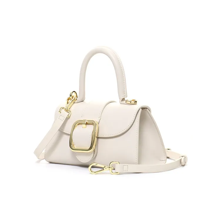 ELLE Leather Handbag, Crossbody Bag Small Size Women's Brown/White/Pink-1