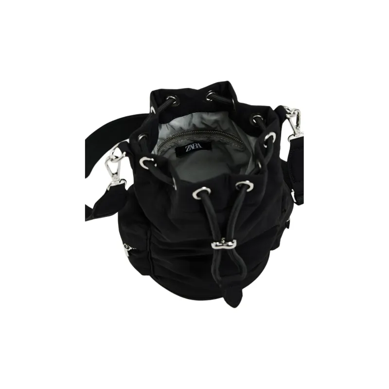 ZARA Polyamide Bucket Bags Shoulder Bags Women's Black-6
