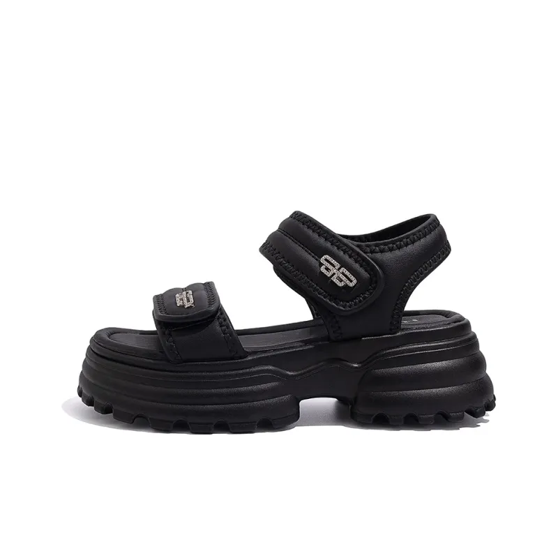 HUANQIU Beach Sandals Women's Black-0