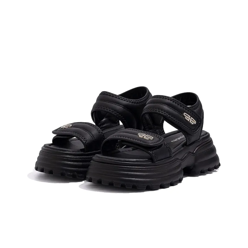 HUANQIU Beach Sandals Women's Black-1