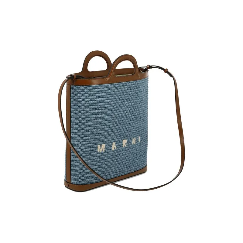 MARNI Tropicalia Logo Embroidered Raffia Tote Bag-1