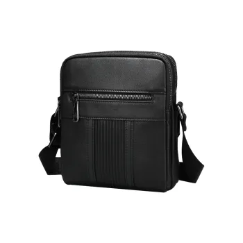NOMK Top Grain Cow Leather Fanny Pack Small Crossbody Bag Shoulder Bag Crossbody Bag Regular Men's Black