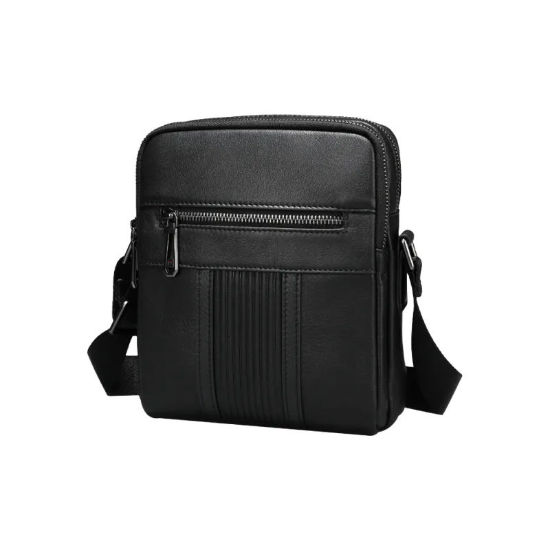 NOMK Top Grain Cow Leather Fanny Pack Small Crossbody Bag Shoulder Bag Crossbody Bag Regular Men's Black-0
