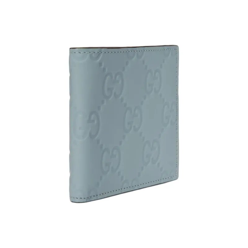 GUCCI Rubber Effect Leather Wallet Men's Light Blue-1