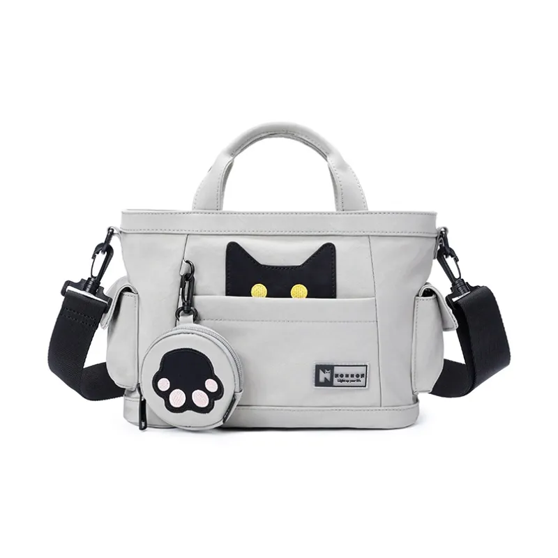NOXXON Nylon Fabric Shoulder Bag Crossbody Bag Handbag Medium Size Women's Warehouse Gray-1