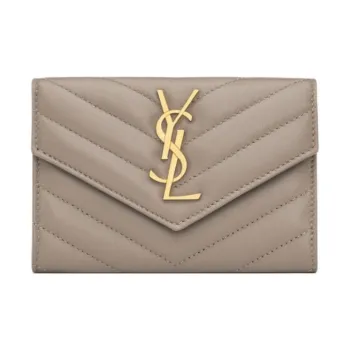 SAINT LAURENT Lambskin Wallet Women's Taupe