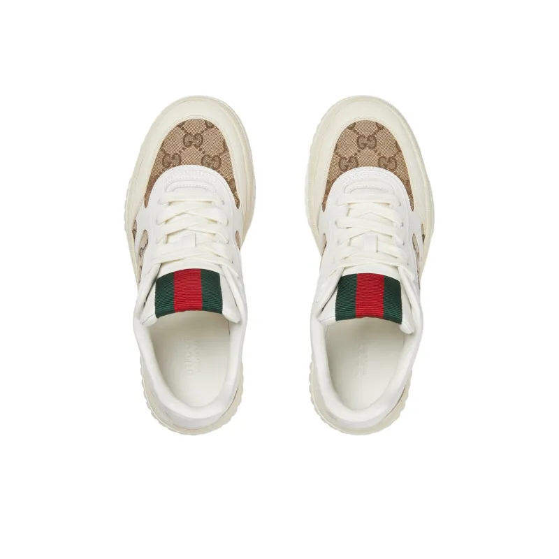 GUCCI Women's Re Web Sneaker 'GG Canvas White Beige' Women's-3