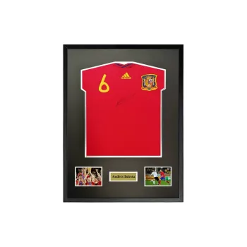 Three For Iniesta 2010 World Cup Spain Team Signed Soccer Apparel Jersey Includes SA Certificate Framed Collection