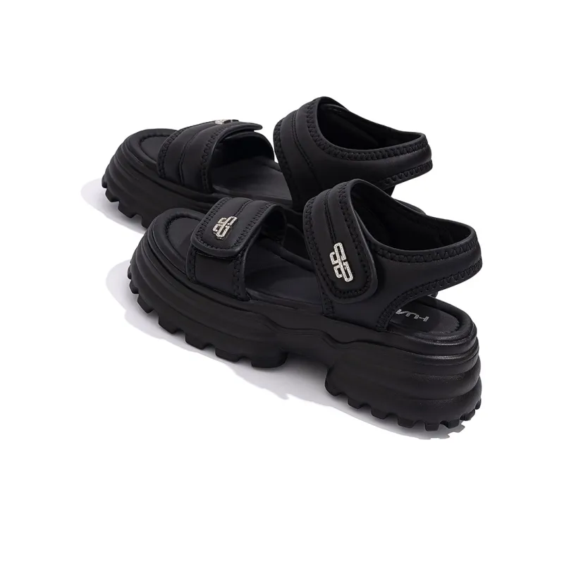 HUANQIU Beach Sandals Women's Black-3
