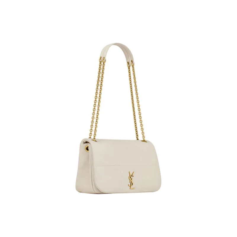 SAINT LAURENT Lambskin Shoulder Bag, Crossbody Bag, Handbag Trumpets Women's Vintage White-1