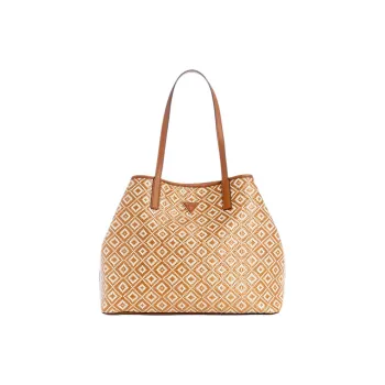 GUESS Artificial Leather Straw Bag One Shoulder Handbag Women's Brown