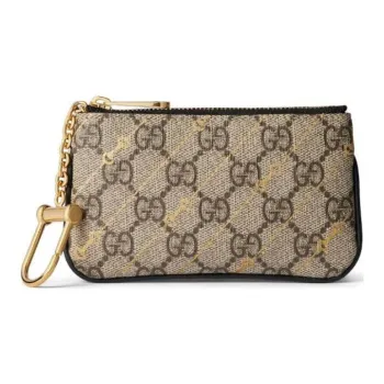 GUCCI Canvas Key Pouch Women's Black & Ebony