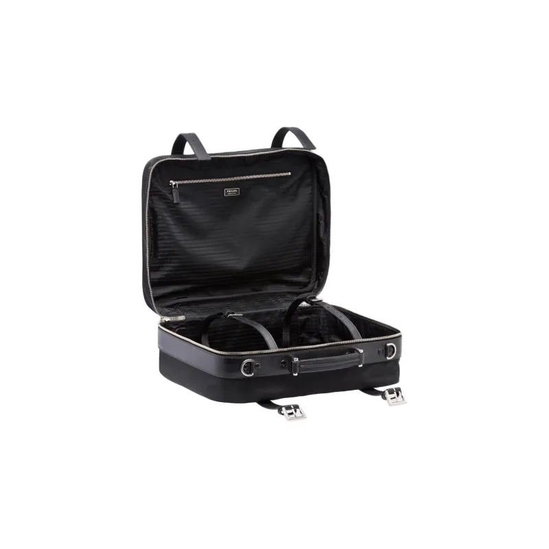 PRADA Fabric With Leather Patchwork Nylon Travel Bag Shoulder Bag Crossbody Bag Handbag Women's Black-3