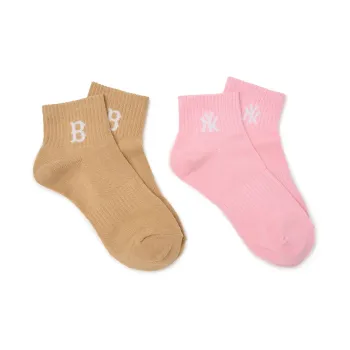 MLB Ankle Socks Unisex 2 Pack Brown+Pink