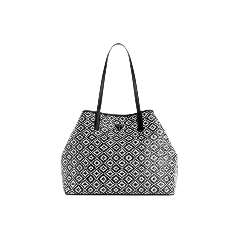 GUESS Artificial Leather Tote Bag Shopping Bag Shoulder Bag Handbag Women's Black-0