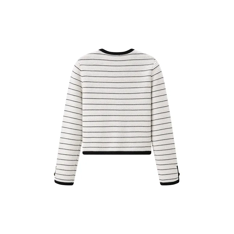 PEACEBIRD Knitwear Women's Black White Stripes-1