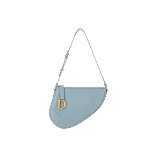 DIOR Goatskin Saddle Bag One Shoulder Clutch Women's Sky Blue