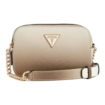 GUESS Imitation Cross Grain Leather Crossbody Camera Bag Women's Silver