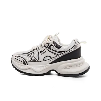 Warrior Warrior Height Increasing Wear Resistant Low Top Chunky Sneakers Women's Beige Black