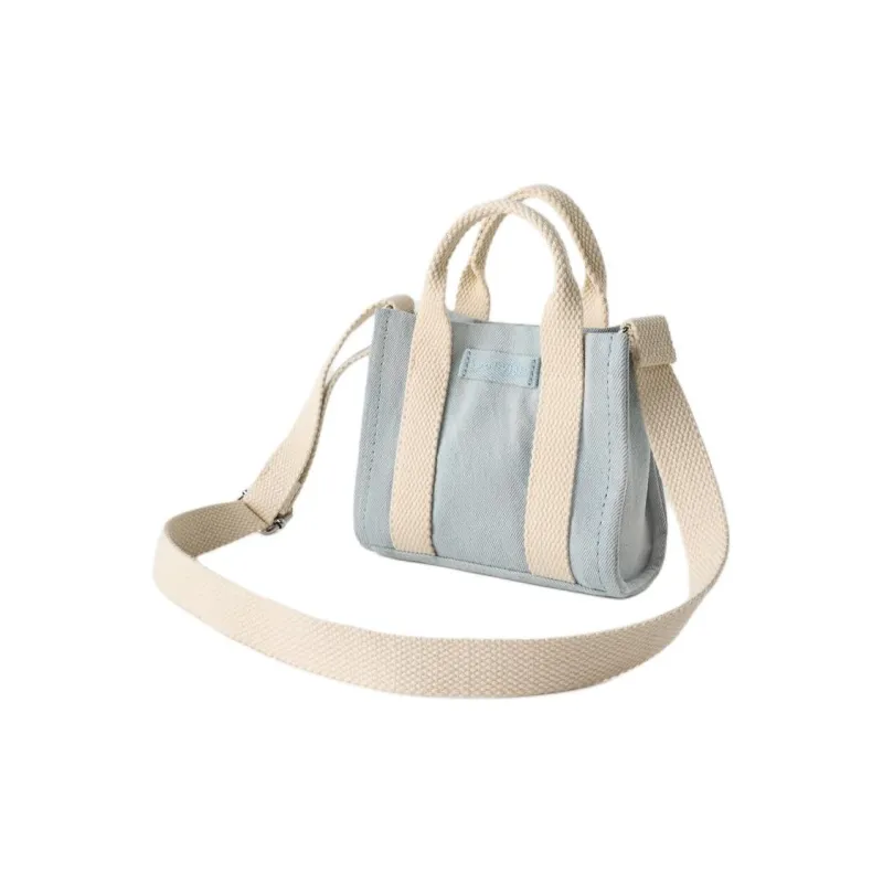 ZARA Cotton Tote Bag Shopping Bag Handbag Shoulder Bag Crossbody Bag Mini Women's Blue-1