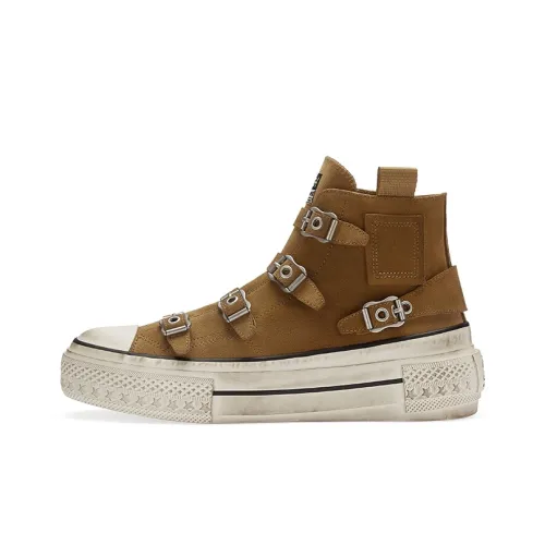 ASH Skateboard Shoes Women's High-Top Brown