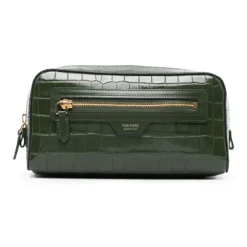 TOM FORD Calfskin Clutch Men's Olive Green