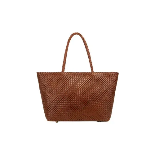 DEERE JACK Cow Leather Tote Bag, Shopping Bag, Handbag, Shoulder Bag Tubas Women's Yellow Brown