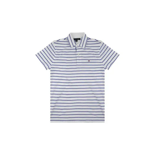 Tommy Hilfiger Polo Shirts Men White/Blue Stripes